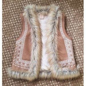 Suede Fur Trim Vest